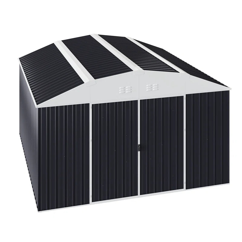 10 ft.W x 10 ft.D Metal Outdoor Storage Shed, Tool Shed with Lockable Doors Updated Frame Structure