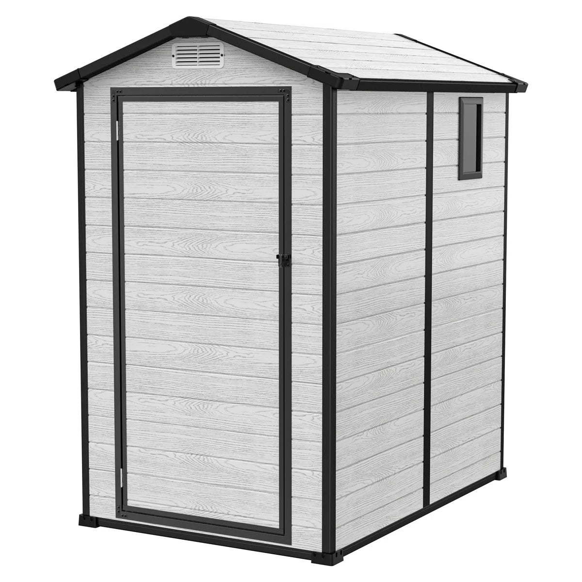 3.7 ft. W x 5.3 ft. D Durable Resin Outdoor Storage Shed With Floor and Window for Garden Patio Furniture and Tools, Grey