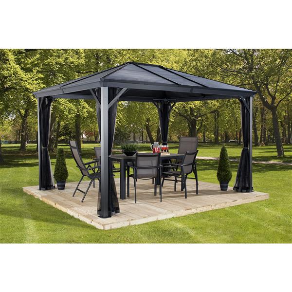 Sojag Ventura 10-ft x 14-ft Dark Grey Rectangle Galvanized-Steel-Roof Aluminum Screened Sun Shelter