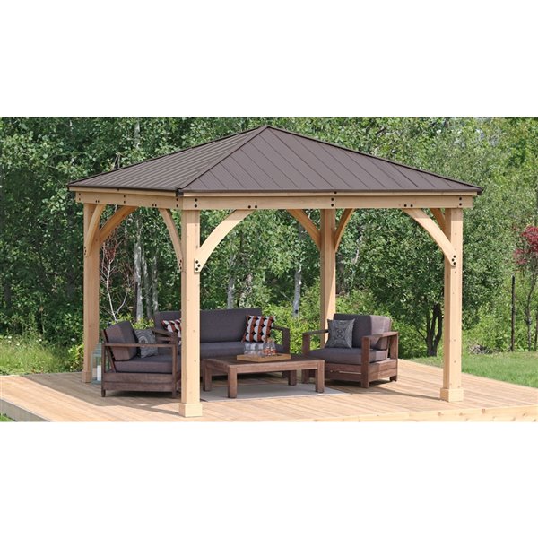 Yardistry Meridian Square Gazebo - 12-ft x 12-ft - Cedar