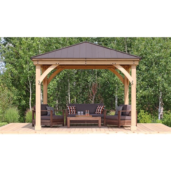 Yardistry Meridian Square Gazebo - 12-ft x 12-ft - Cedar