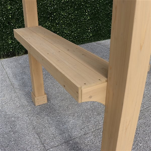 Yardistry Meridian 5.6-ft x 8-ft Brown Wood Rectangle Gazebo with Aluminum Roof