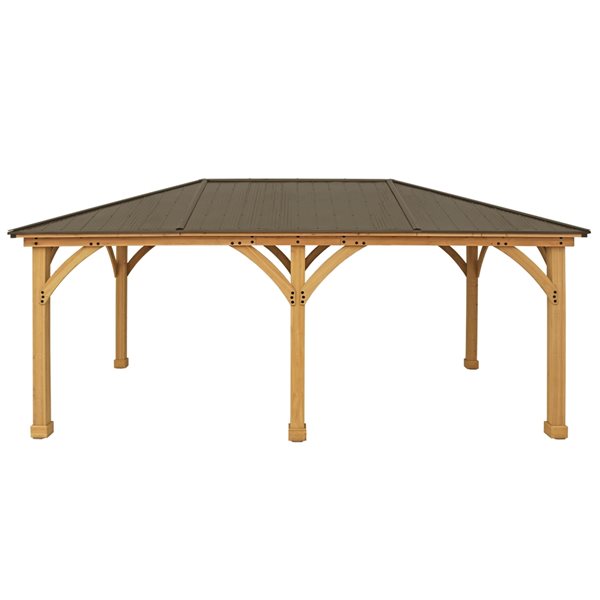 Yardistry Meridian 20-ft x 12-ft Brown Wood Rectangle Gazebo with Aluminum Roof