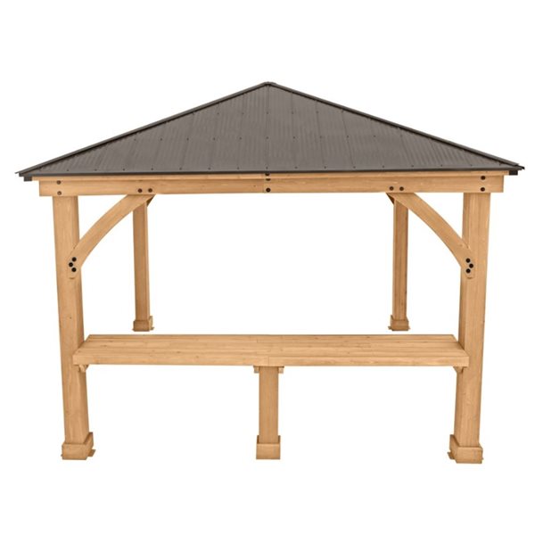 Yardistry Meridian 12-ft Natural Cedar Stain Cedar Gazebo Bar Counter