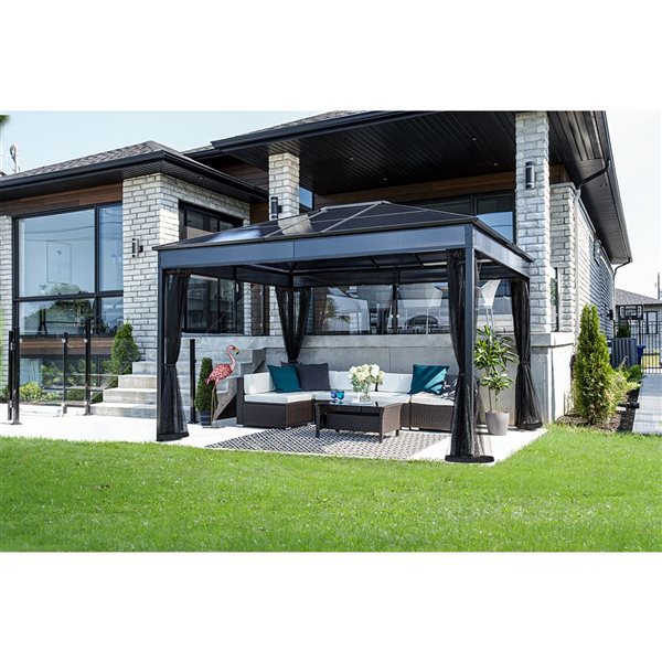 Sojag Diani 10 x 12-in Black Metal Rectangular Gazebo with polycarbonate Roof