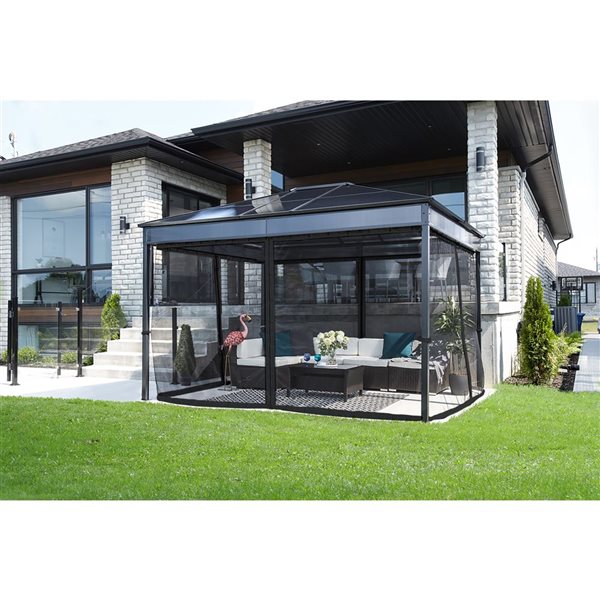 Sojag Diani 10 x 12-in Black Metal Rectangular Gazebo with polycarbonate Roof