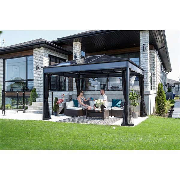 Sojag Diani 10 x 12-in Black Metal Rectangular Gazebo with polycarbonate Roof
