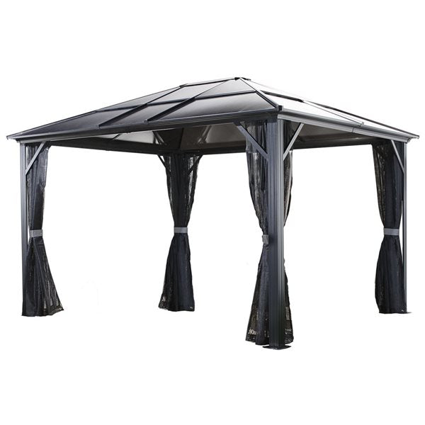 Sojag Meridien 10 x 14-in Charcoal Grey Metal Rectangular Gazebo with polycarbonate Roof