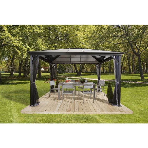 Sojag Verona 10 x 14-in Charcoal Grey Metal Rectangular Gazebo with polycarbonate Roof