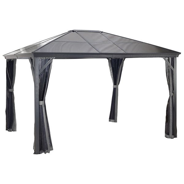 Sojag Verona 10 x 12-in Charcoal Grey Metal Rectangular Gazebo with polycarbonate Roof