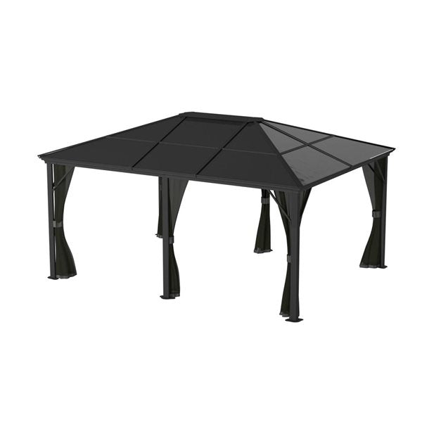 Sojag Meridien 12 x 16-in Charcoal Grey Metal Rectangular Gazebo with polycarbonate Roof
