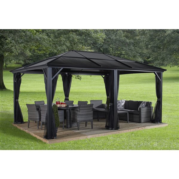 Sojag Meridien 12 x 16-in Charcoal Grey Metal Rectangular Gazebo with polycarbonate Roof