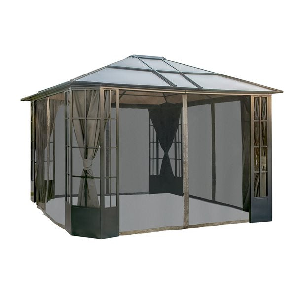 Sojag Savino 10 x 12-in Black Metal Rectangular Gazebo with polycarbonate Roof