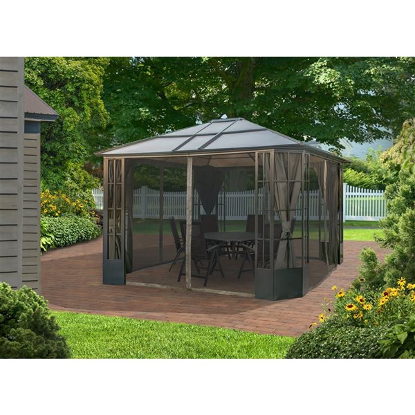 Sojag Savino 10 x 12-in Black Metal Rectangular Gazebo with polycarbonate Roof