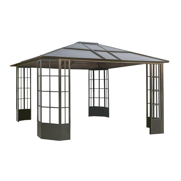 Sojag Savino 12 x 14-in Black Metal Rectangular Gazebo with polycarbonate Roof