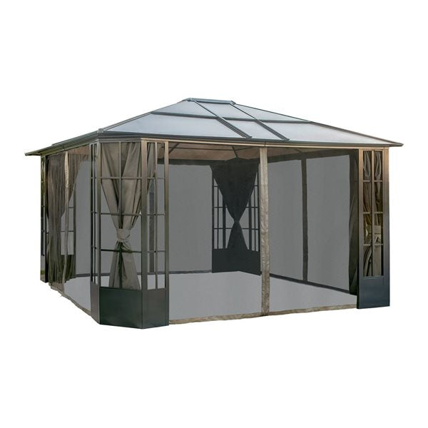 Sojag Savino 12 x 14-in Black Metal Rectangular Gazebo with polycarbonate Roof
