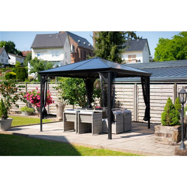 Sojag Verona 10 x 10-in Charcoal Grey Metal Square Gazebo with polycarbonate Roof