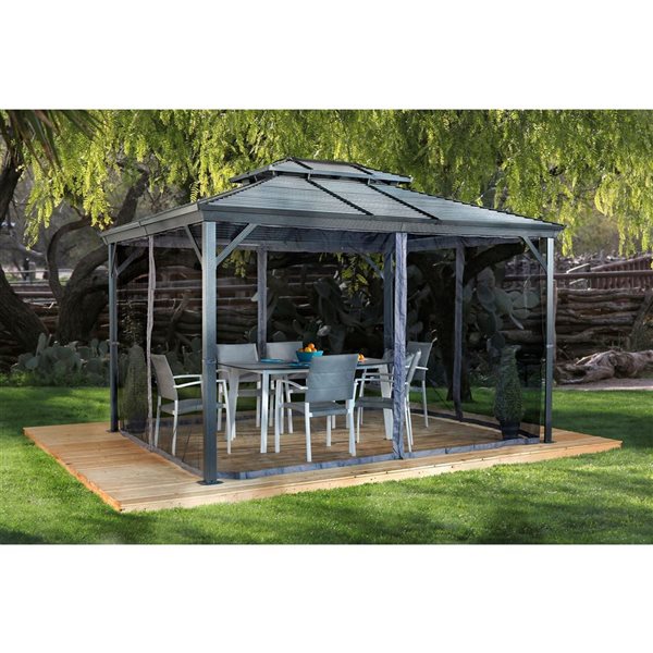 Sojag Ventura II 10 x 12-in Dark Grey Metal Rectangular Gazebo with Steel Roof