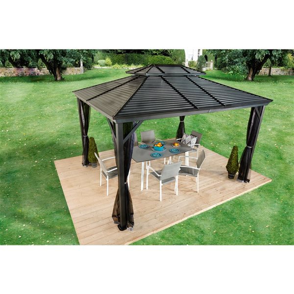 Sojag Ventura II 10 x 12-in Dark Grey Metal Rectangular Gazebo with Steel Roof