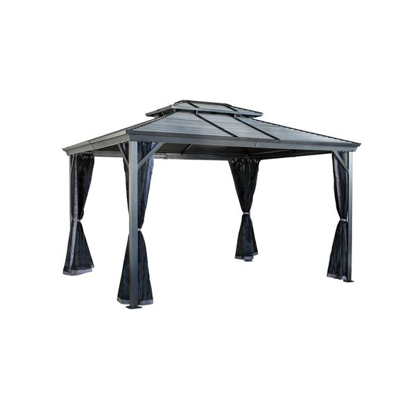 Sojag Ventura II 10 x 14-in Dark Grey Metal Rectangular Gazebo with Steel Roof