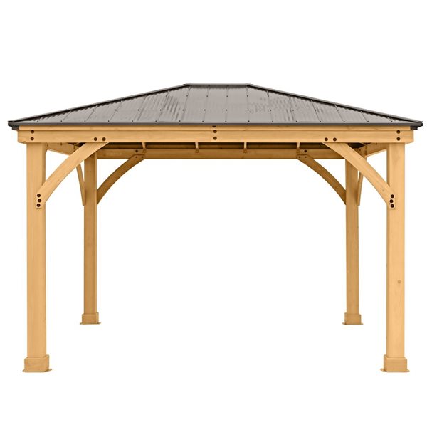Yardistry Meridian 10 x 12-ft Cedar Wooden Gazebo - Brown Aluminum Roof