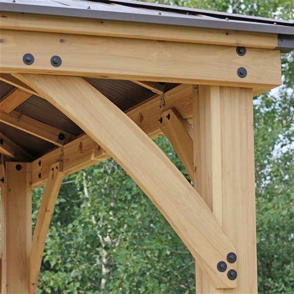 Yardistry Meridian Cedar Wood Gazebo 10 x 10-ft w/ Aluminum Roof