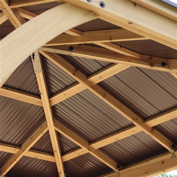 Yardistry Meridian Cedar Wood Gazebo 10 x 10-ft w/ Aluminum Roof