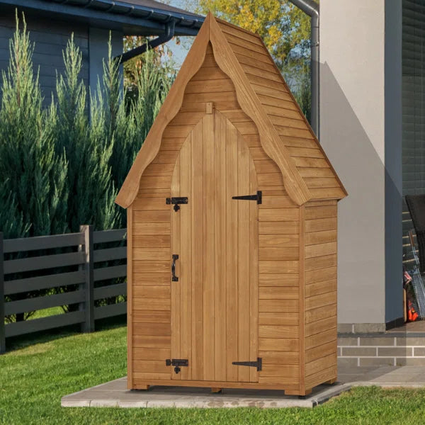 4 ft. W D Outdoor Storage Wooden Sheds with 6 Shelves