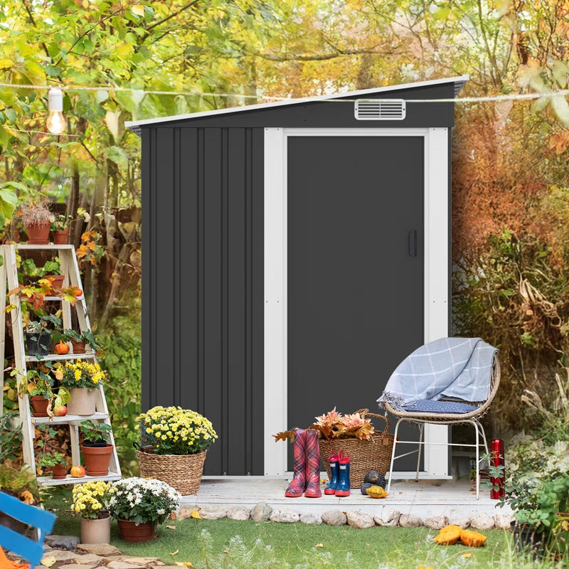 5*7 Ft Black Metal Outdoor Storage Shed