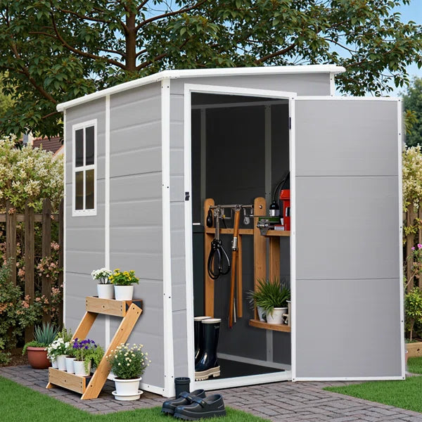 5 Ft. X 4 Ft. Plastic Durable Outdoor Tool Storage Shed With Floor and Window