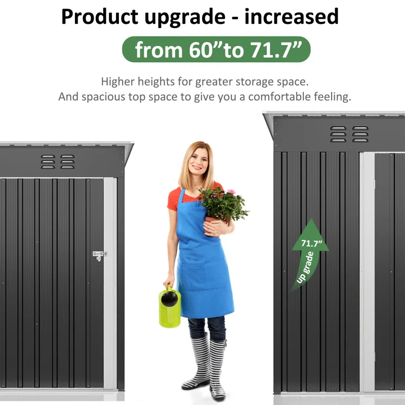 5 ft. W x 3 ft. D Outdoor Metal Shed Storage with Reinforced Steel Frame and Lockable Door