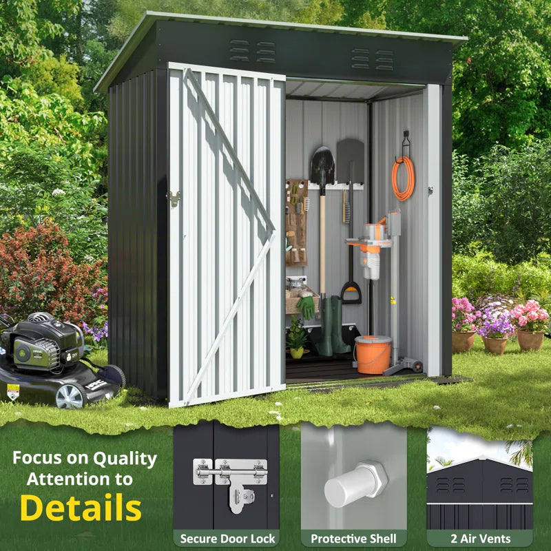 5 ft. W x 3 ft. D Outdoor Metal Shed Storage with Reinforced Steel Frame and Lockable Door
