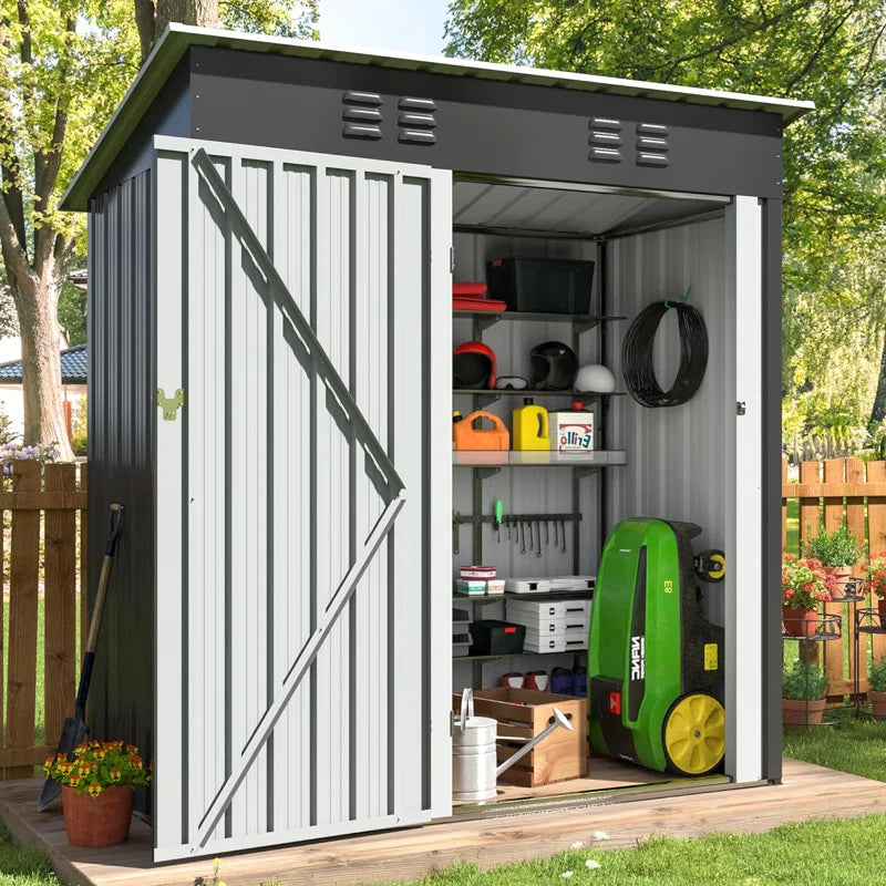 5 ft. W x 3 ft. D Outdoor Metal Shed Storage with Reinforced Steel Frame and Lockable Door