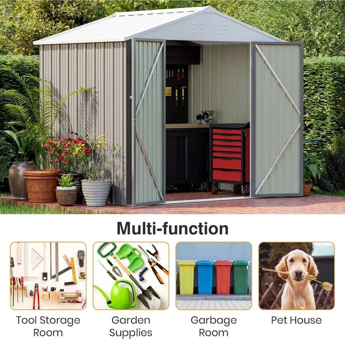 8 ft. W x 6 ft. D Metal Storage Shed