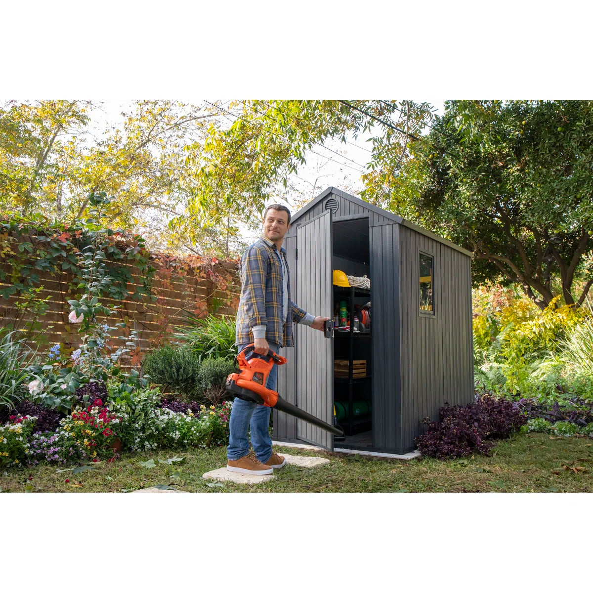 Darwin 4 ft. W x 6 ft. D Durable Resin Outdoor Storage Shed With Floor and Window for Garden Patio Furniture and Tools, Grey