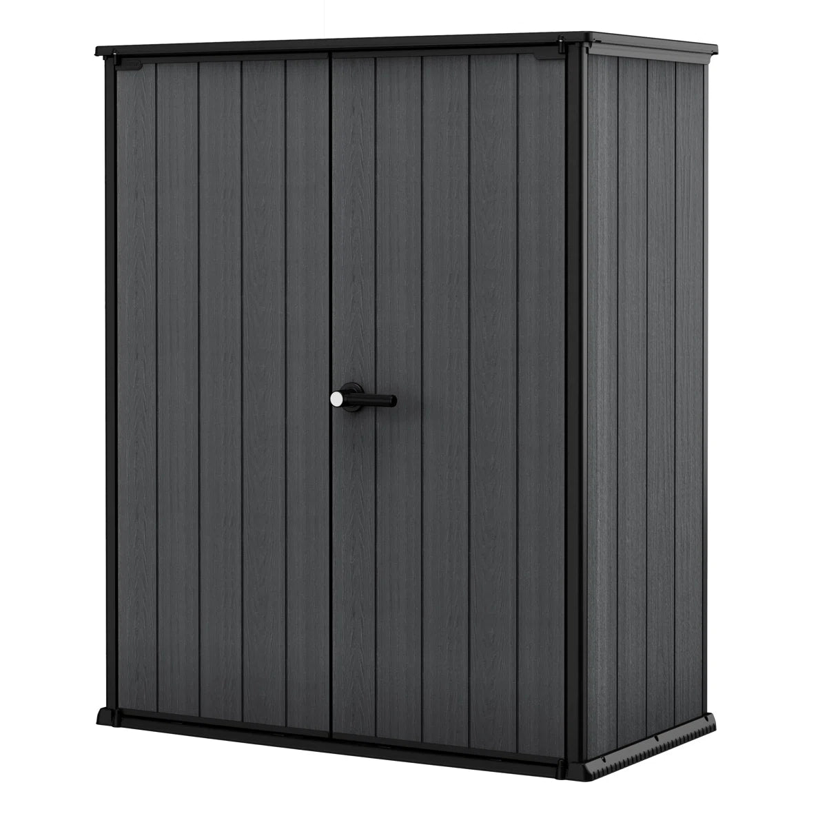 Keter Cortina Alto Veritcal Durable Resin Outdoor Storage Shed With Floor and Double Doors for Garden Patio Furniture and Tools, Graphite