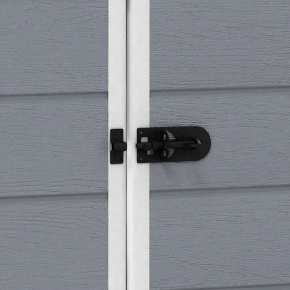 Keter Manor 4x6 ft. Durable Resin Outdoor Storage Shed With Floor and Double Doors for Garden Patio Furniture and Tools, Grey