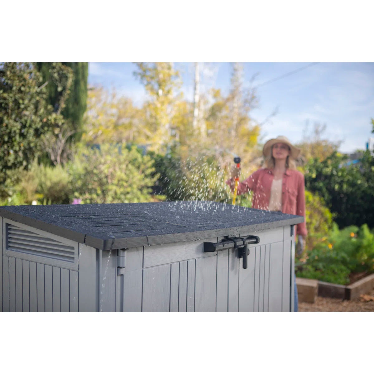 Keter Store It Out Prime Durable Resin Outdoor Storage Shed With Floor and Double Doors for Garden Patio Furniture and Tools