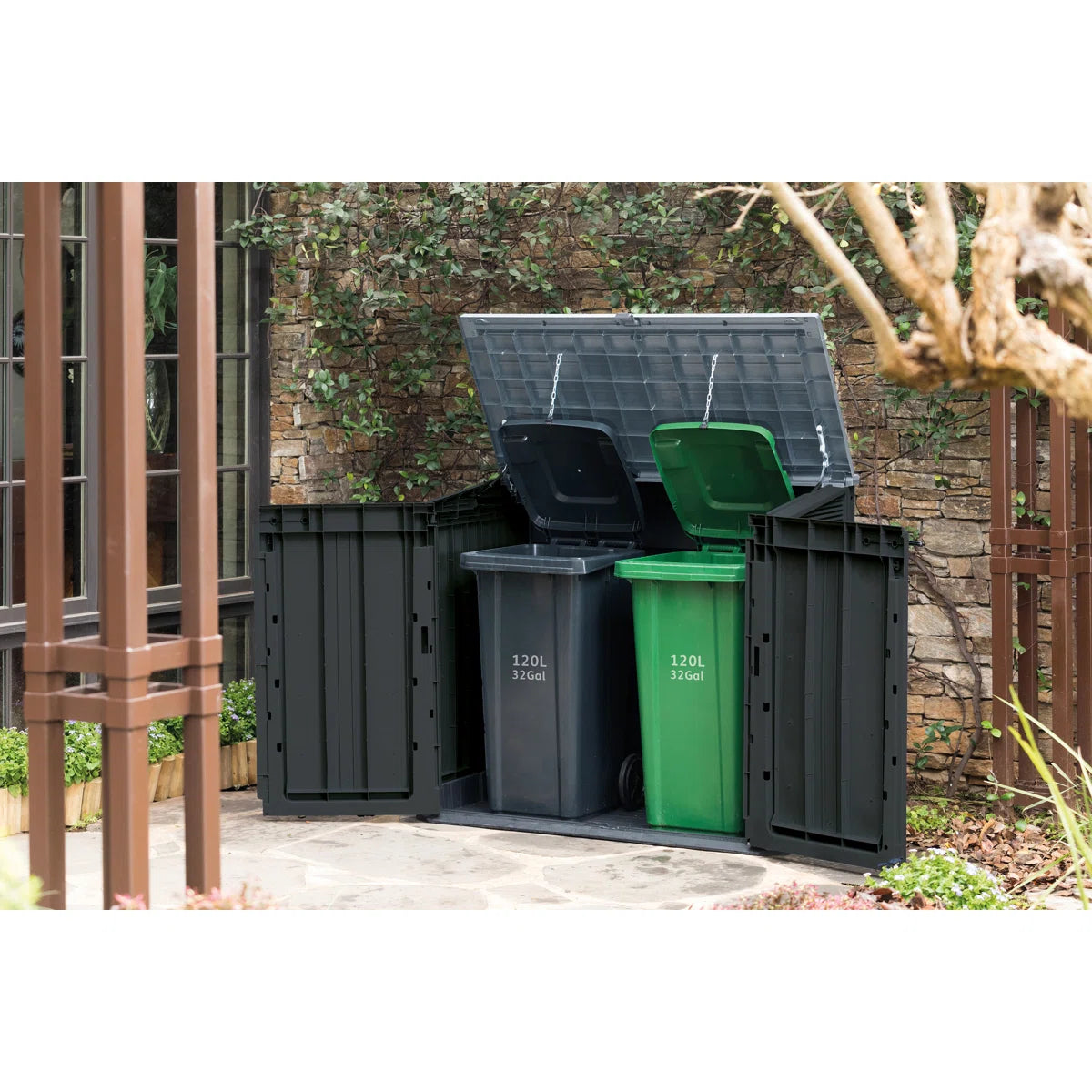 Keter Store It Out Prime Durable Resin Outdoor Storage Shed With Floor and Double Doors for Garden Patio Furniture and Tools