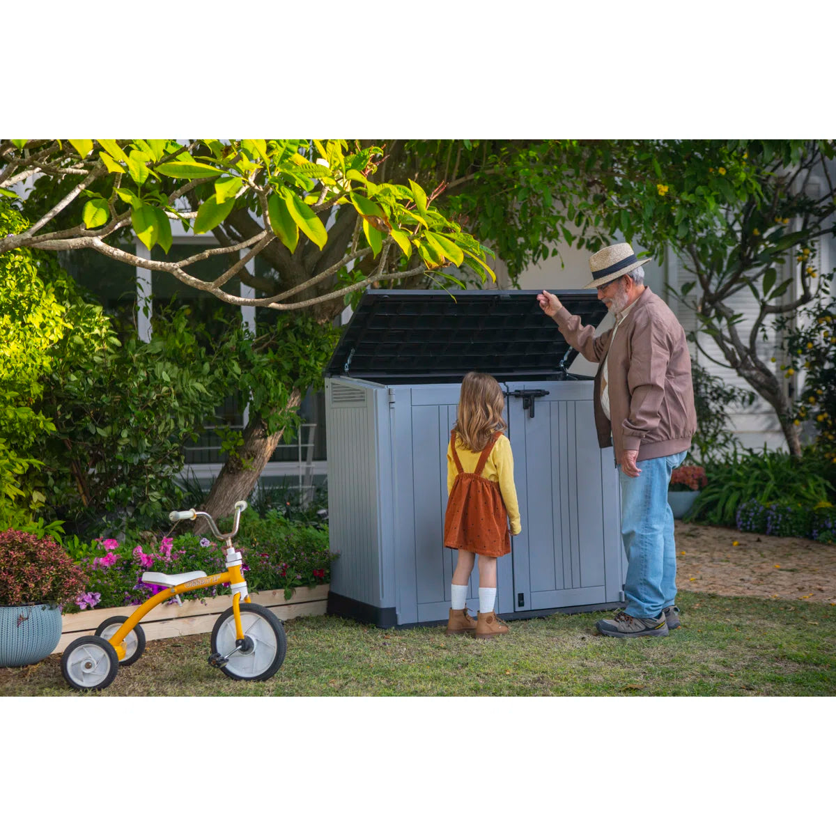 Keter Store It Out Prime Durable Resin Outdoor Storage Shed With Floor and Double Doors for Garden Patio Furniture and Tools