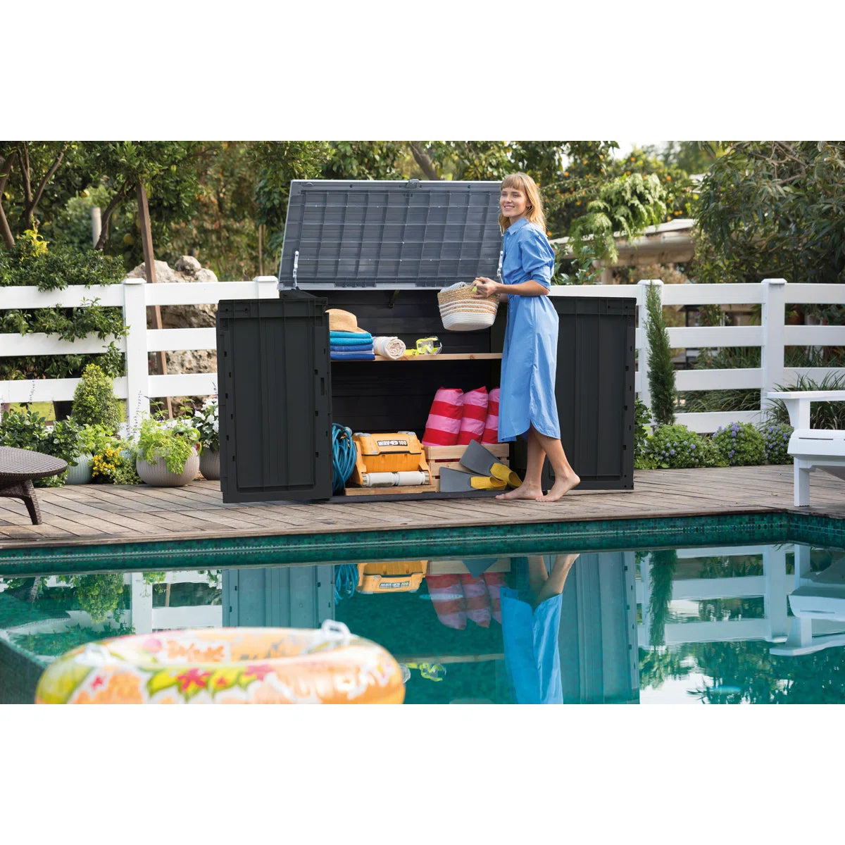 Keter Store It Out Prime Durable Resin Outdoor Storage Shed With Floor and Double Doors for Garden Patio Furniture and Tools