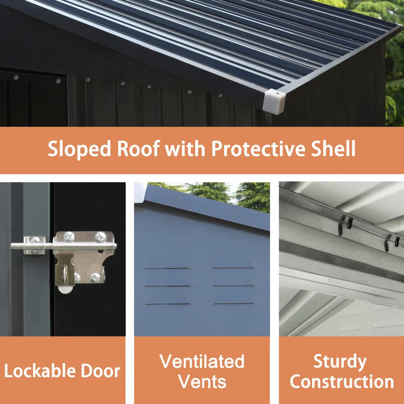 Outdoor Storage Shed, Steel Utility Tool Shed Storage House with Door & Lock, Metal Sheds Outdoor Storage for Garden Patio Lawn Poolside