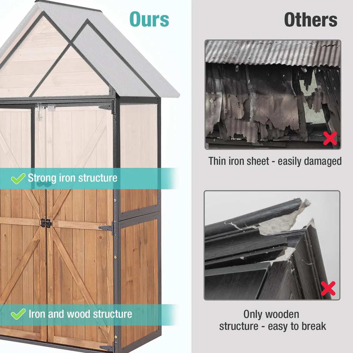 Sheds Outdoor Storage,garden Shed With Metal Frame Structure And Adjustable Shelves,large Capacity Storage Tool Cabinet Box For Backyard Garden Patio Lawn