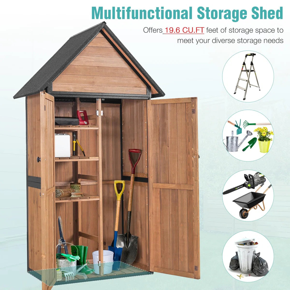 Sheds Outdoor Storage,garden Shed With Metal Frame Structure And Adjustable Shelves,large Capacity Storage Tool Cabinet Box For Backyard Garden Patio Lawn