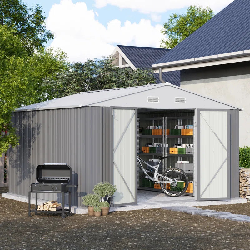 10 Ft. W X 10 Ft. D Metal Storage Shed with Frame