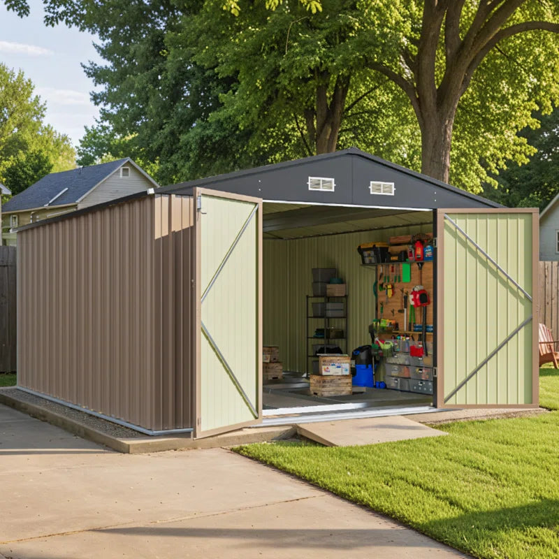 10 Ft. W X 12 Ft. D Outdoor Metal Storage Shed With Frame