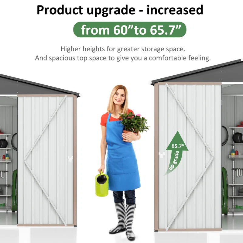 10 ft. W x 10 ft. D Outdoor Metal Shed Storage with Updated Frame Structure and Lockable Doors