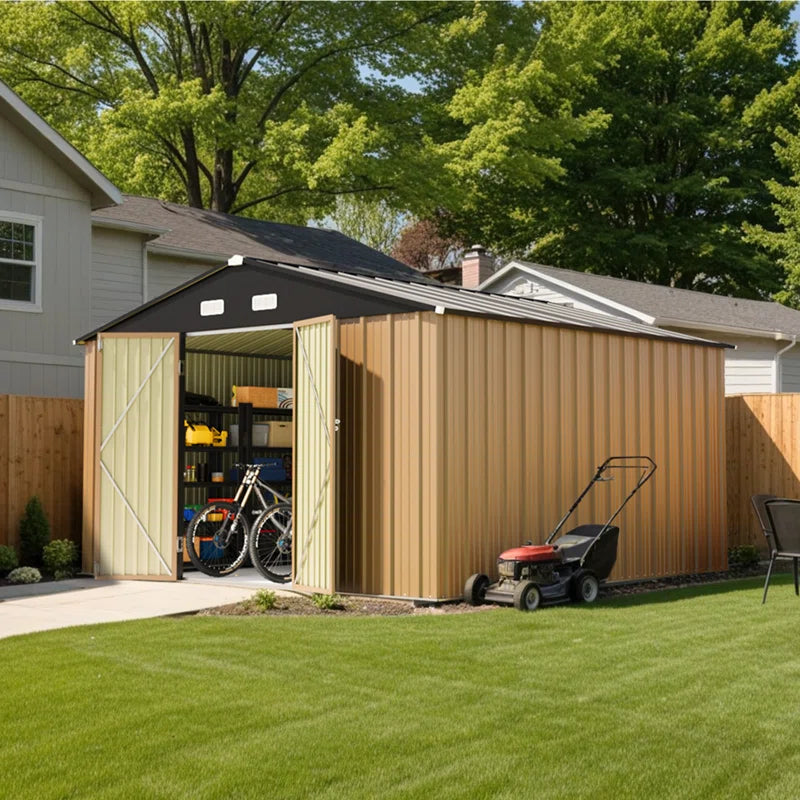 12 Ft. W X 12 Ft. D Metal Storage Shed, Weather-resistant Outdoor Storage With Reinforced Design