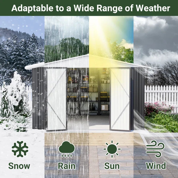 12 ft. W x 10 ft. D Outdoor Metal Shed Storage with Updated Frame Structure and Lockable Doors