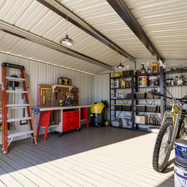 12 ft. W x 10 ft. D Outdoor Metal Shed Storage with Updated Frame Structure and Lockable Doors